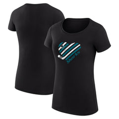 San Jose Sharks G-III 4Her by Carl Banks Women's Super-Slim Fit Lightweight Heart T-Shirt Black
