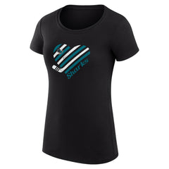 San Jose Sharks G-III 4Her by Carl Banks Women's Super-Slim Fit Lightweight Heart T-Shirt Black