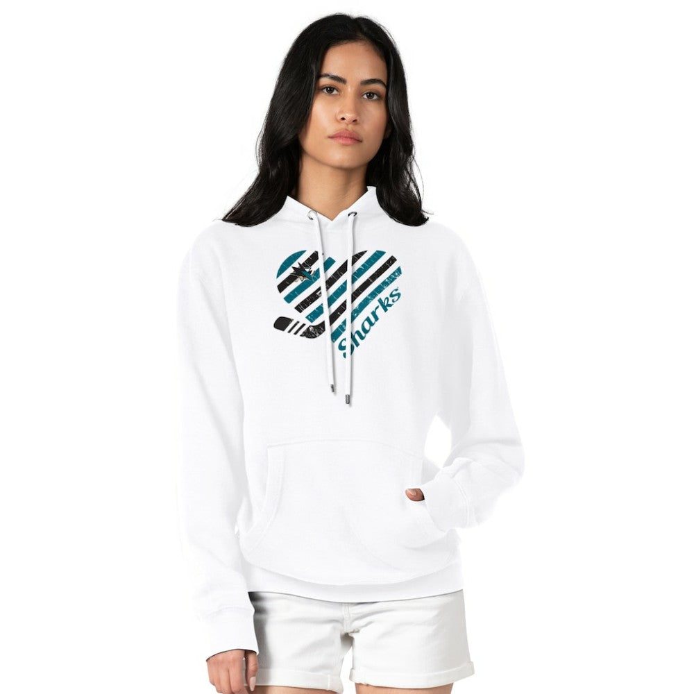 San Jose Sharks G-III 4Her by Carl Banks Women's Heart Pullover Hoodie White