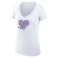 Colorado Avalanche G-III 4Her by Carl Banks Women's Super-Slim Fit Lightweight Heart V-Neck T-Shirt White