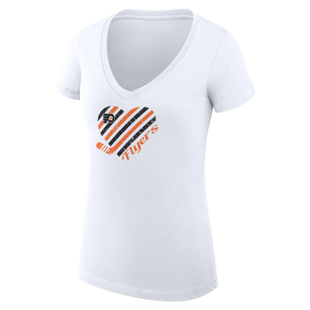 Philadelphia Flyers G-III 4Her by Carl Banks Women's Super-Slim Fit Lightweight Heart V-Neck T-Shirt White