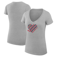 Florida Panthers G-III 4Her by Carl Banks Women's Super-Slim Fit Lightweight Heart V-Neck T-Shirt Heather Gray