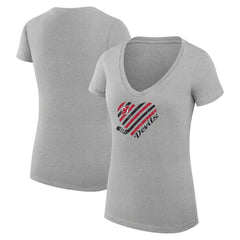 New Jersey Devils G-III 4Her by Carl Banks Women's Super-Slim Fit Lightweight Heart V-Neck T-Shirt Heather Gray