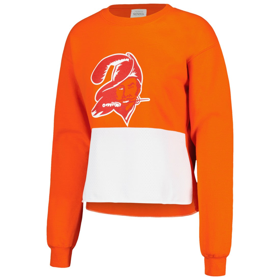 Tampa Bay Buccaneers Refried Apparel Women's Retro Cropped Tri-Blend Pullover Sweatshirt - Orange for sale