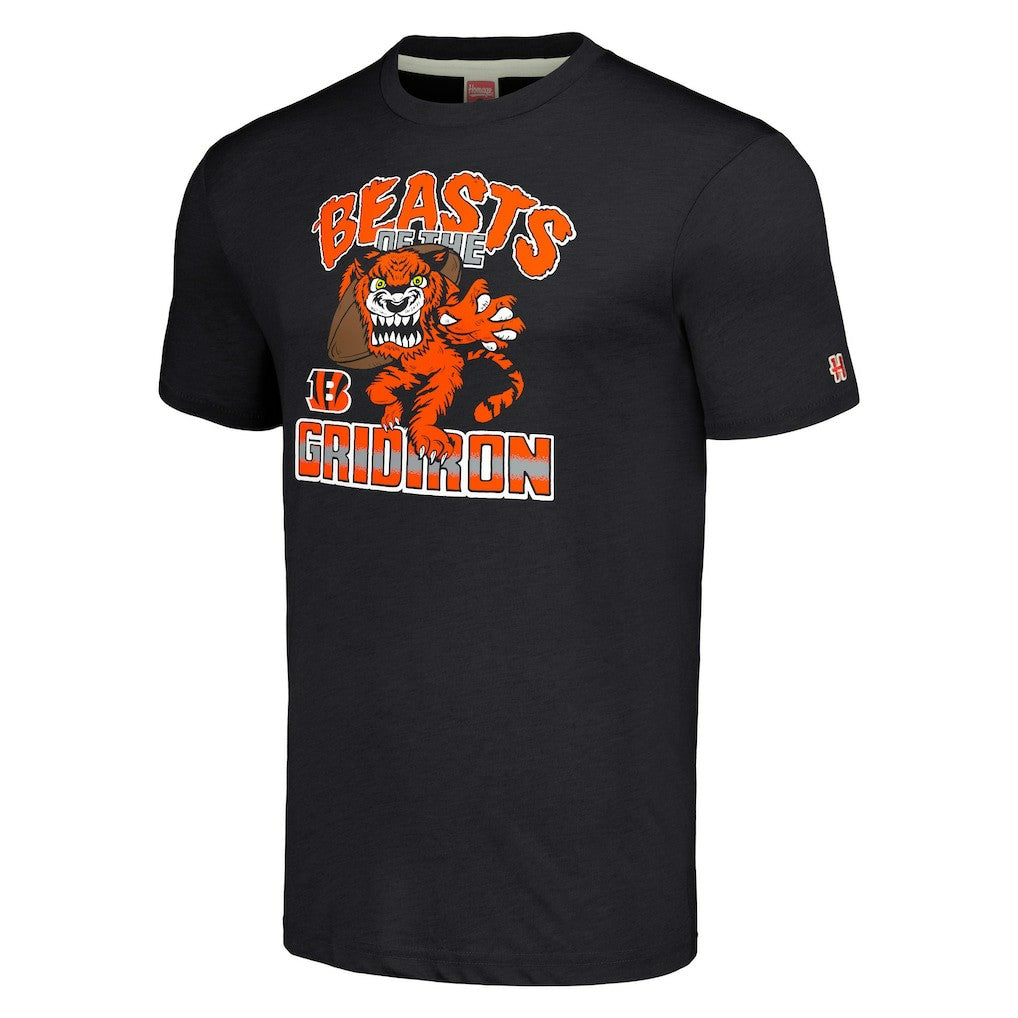 Cincinnati Bengals Homage Unisex Monsters of the Gridiron Halloween Tri-Blend T-Shirt - Charcoal for sale