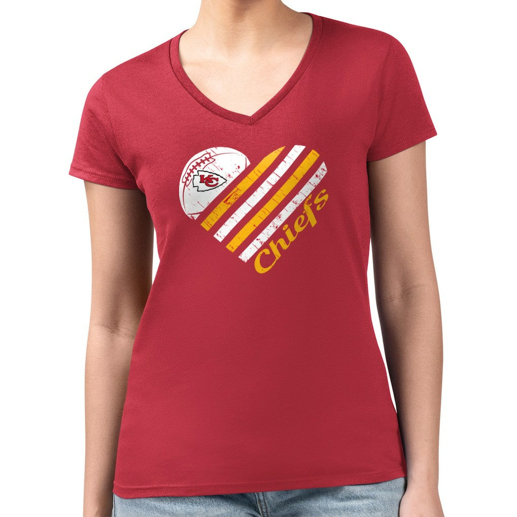 Kansas City Chiefs G-III 4Her by Carl Banks Women's Super-Slim Fit Lightweight Heart Graphic V-Neck T-Shirt - Red sale