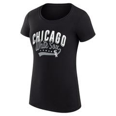 Chicago White Sox G-III 4Her by Carl Banks Women's Super-Slim Fit Lightweight Filigree Team T-Shirt - Black