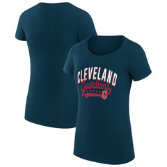 Cleveland Guardians G-III 4Her by Carl Banks Women's Super-Slim Fit Lightweight Filigree Team T-Shirt - Navy
