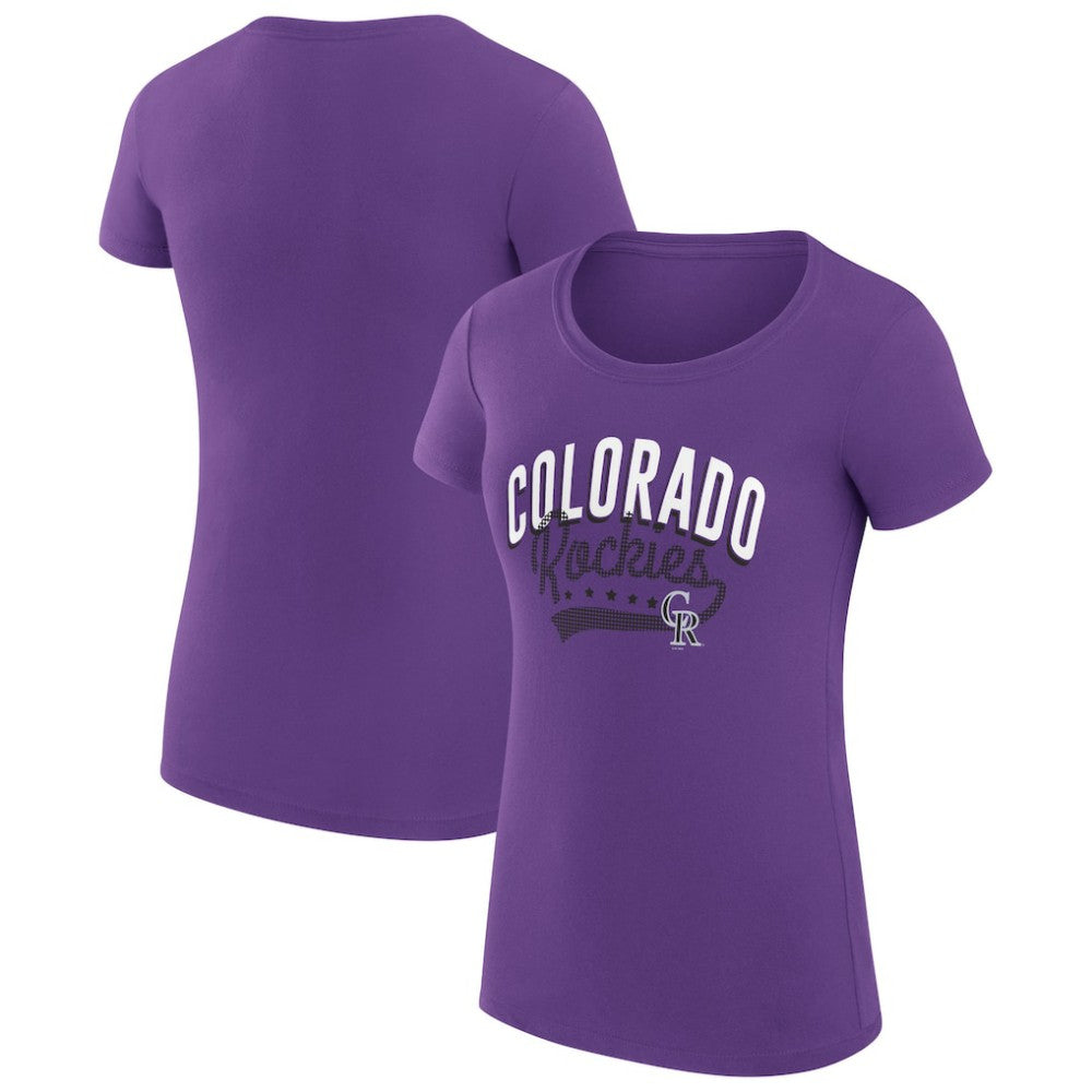 Colorado Rockies G-III 4Her by Carl Banks Women's Super-Slim Fit Lightweight Filigree Team T-Shirt - Purple
