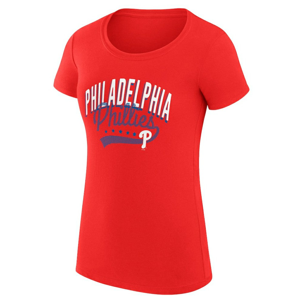 Philadelphia Phillies G-III 4Her by Carl Banks Women's Super-Slim Fit Lightweight Filigree Team T-Shirt - Red