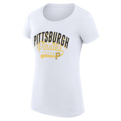 Pittsburgh Pirates G-III 4Her by Carl Banks Women's Super-Slim Fit Lightweight Filigree Team T-Shirt - White