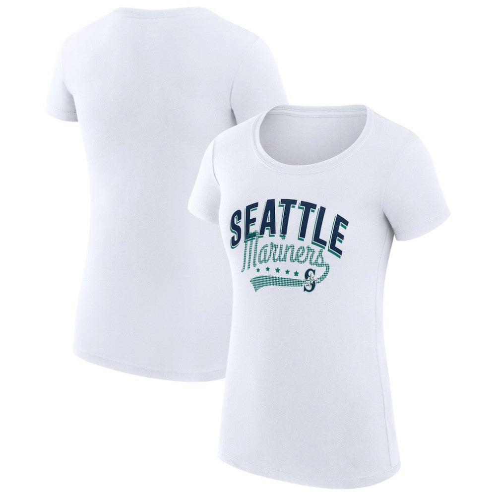 Seattle Mariners G-III 4Her by Carl Banks Women's Super-Slim Fit Lightweight Filigree Team T-Shirt - White