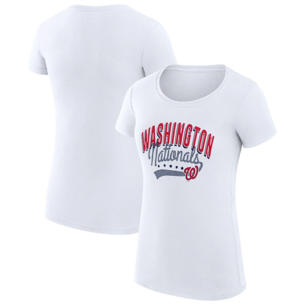 Washington Nationals G-III 4Her by Carl Banks Women's Super-Slim Fit Lightweight Filigree Team T-Shirt - White