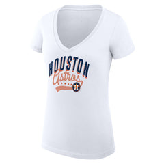 Houston Astros G-III 4Her by Carl Banks Women's Super-Slim Fit Lightweight Filigree Team V-Neck T-Shirt - White