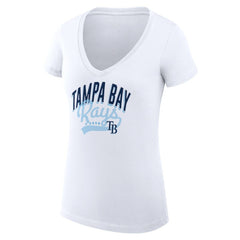 Tampa Bay Rays G-III 4Her by Carl Banks Women's Super-Slim Fit Lightweight Filigree Team V-Neck T-Shirt - White