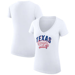 Texas Rangers G-III 4Her by Carl Banks Women's Super-Slim Fit Lightweight Filigree Team V-Neck T-Shirt - White