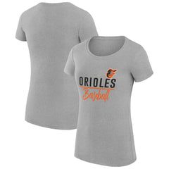 Baltimore Orioles G-III 4Her by Carl Banks Women's Super-Slim Fit Lightweight Team Graphic T-Shirt - Heather Gray