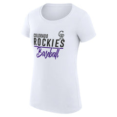 Colorado Rockies G-III 4Her by Carl Banks Women's Super-Slim Fit Lightweight Team Graphic T-Shirt - White