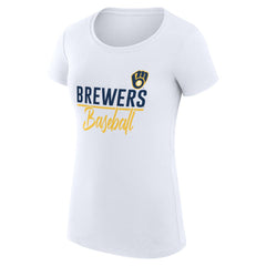Milwaukee Brewers G-III 4Her by Carl Banks Women's Super-Slim Fit Lightweight Team Graphic T-Shirt - White