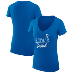 Kansas City Royals G-III 4Her by Carl Banks Women's Super-Slim Fit Lightweight Team Graphic V-Neck T-Shirt - Royal
