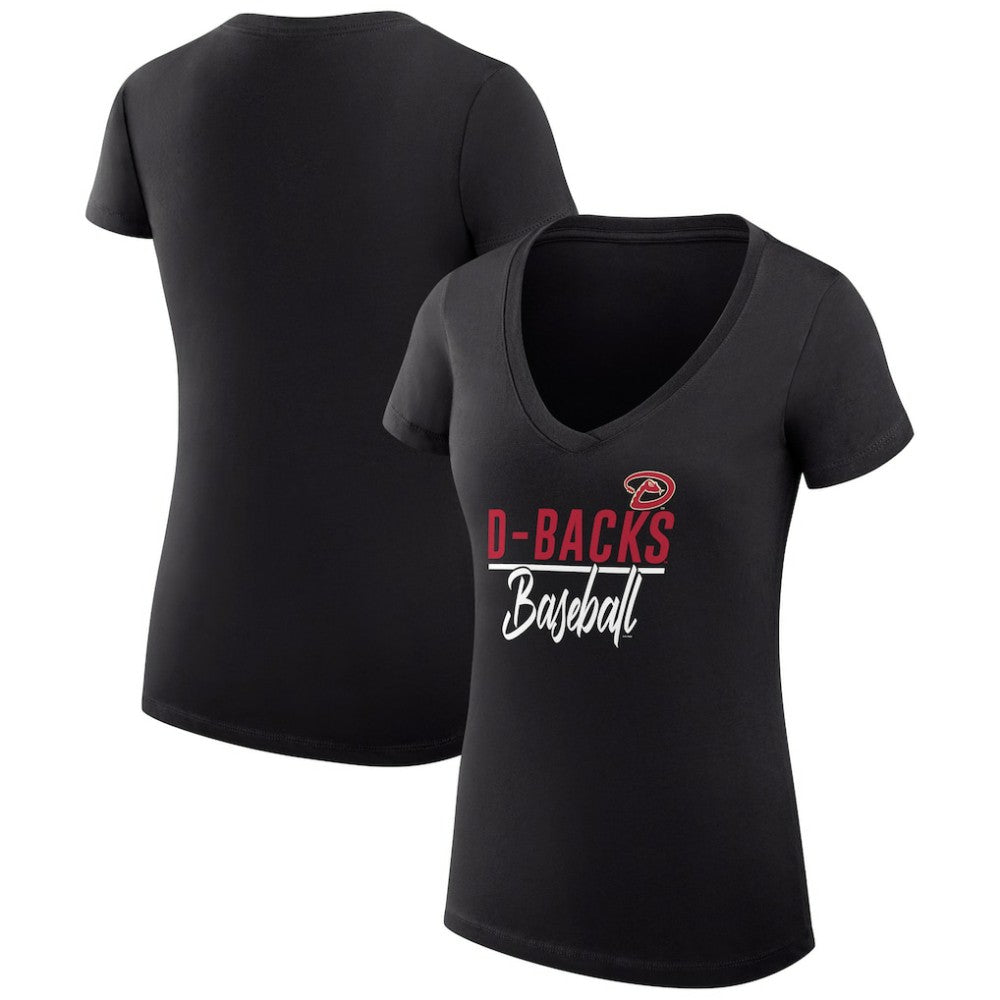 Arizona Diamondbacks G-III 4Her by Carl Banks Women's Super-Slim Fit Lightweight Team Graphic V-Neck T-Shirt - Black