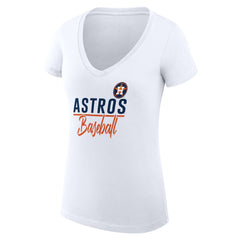 Houston Astros G-III 4Her by Carl Banks Women's Super-Slim Fit Lightweight Team Graphic V-Neck T-Shirt - White