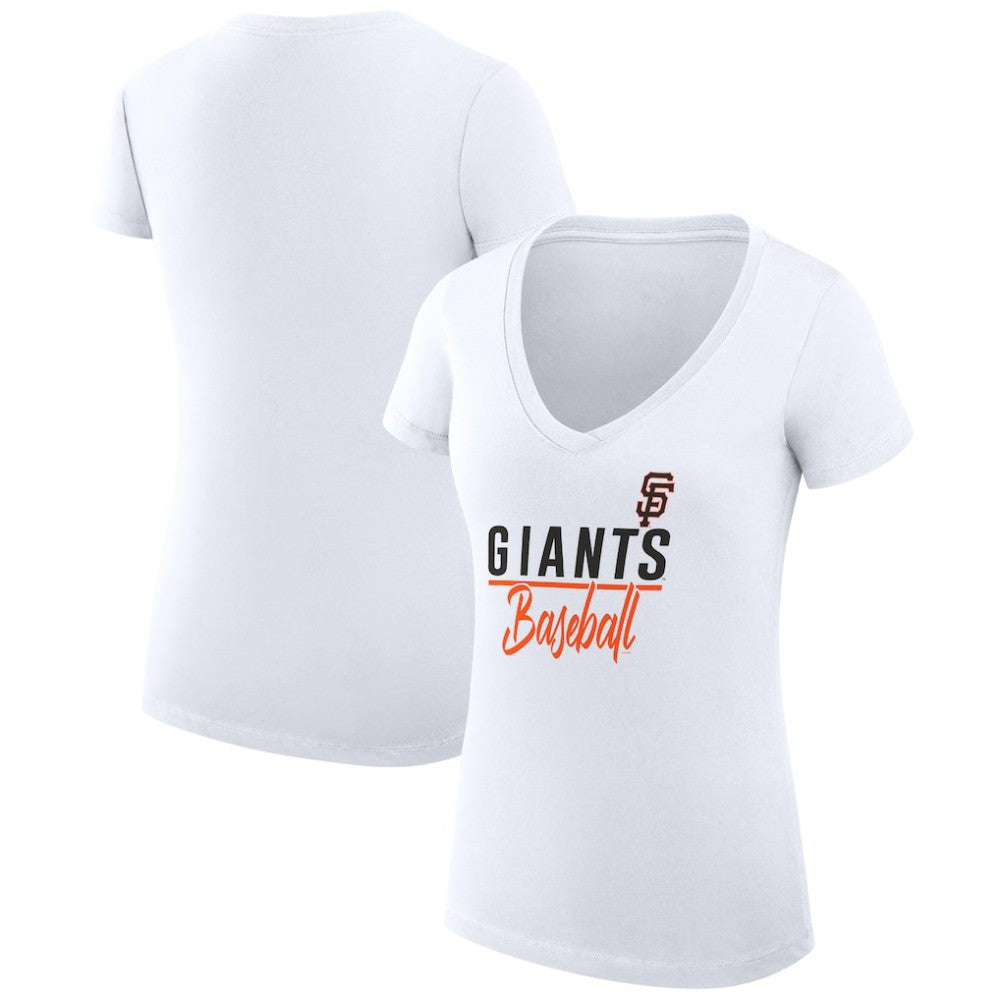San Francisco Giants G-III 4Her by Carl Banks Women's Super-Slim Fit Lightweight Team Graphic V-Neck T-Shirt - White