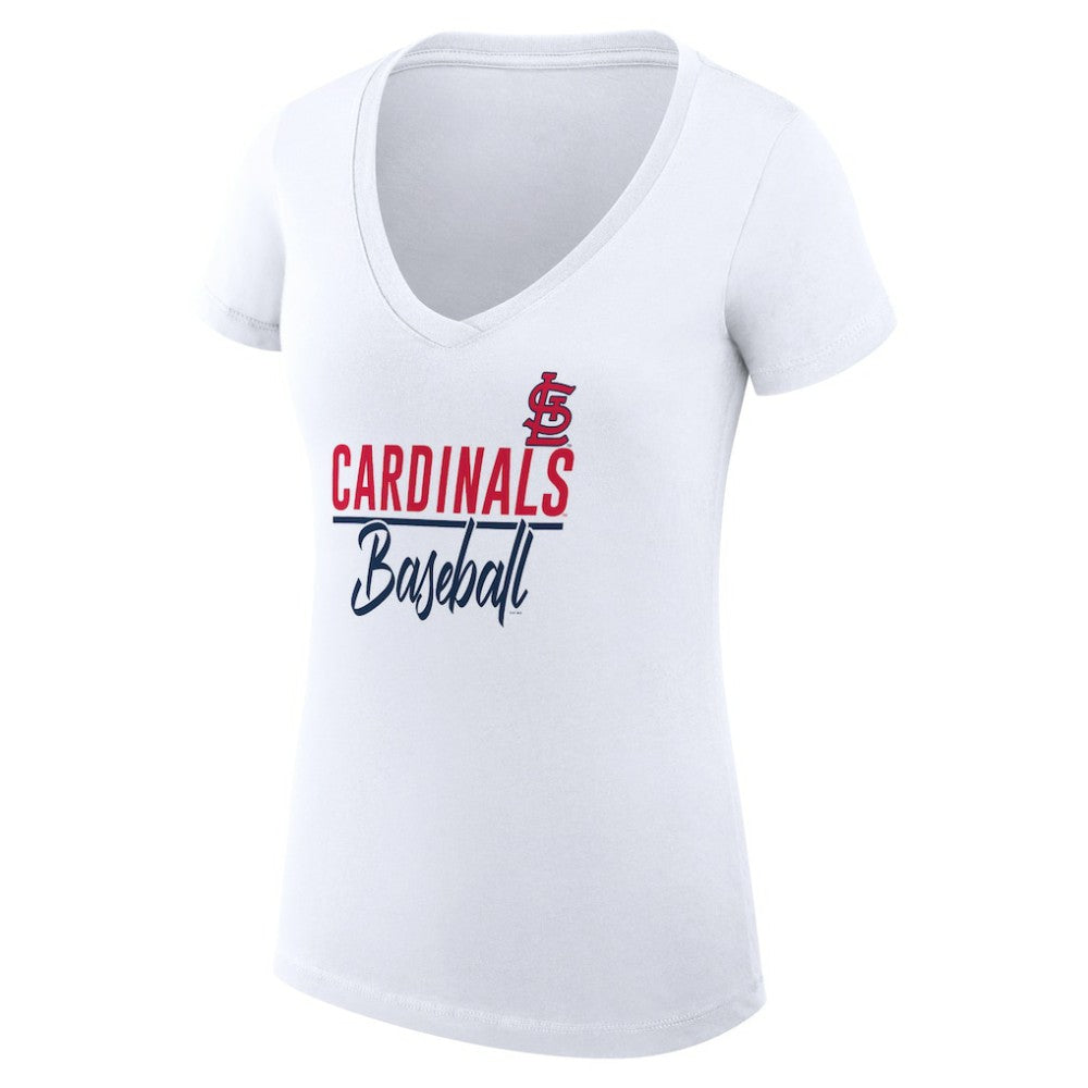 St. Louis Cardinals G-III 4Her by Carl Banks Women's Super-Slim Fit Lightweight Team Graphic V-Neck T-Shirt - White