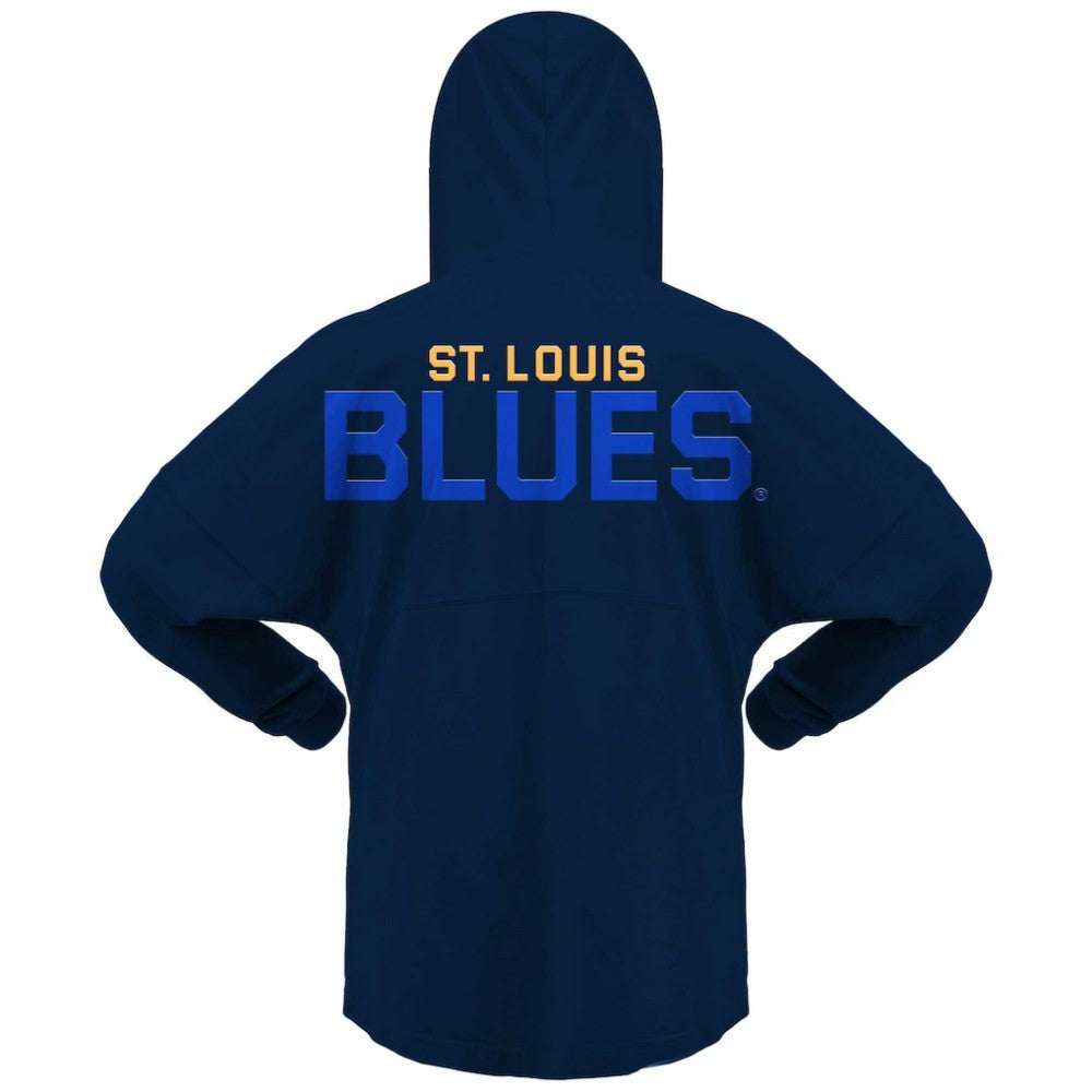 St. Louis Blues Fanatics Women's Jersey Lace-Up V-Neck Long Sleeve Hoodie T-Shirt Navy