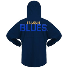St. Louis Blues Fanatics Women's Jersey Lace-Up V-Neck Long Sleeve Hoodie T-Shirt Navy