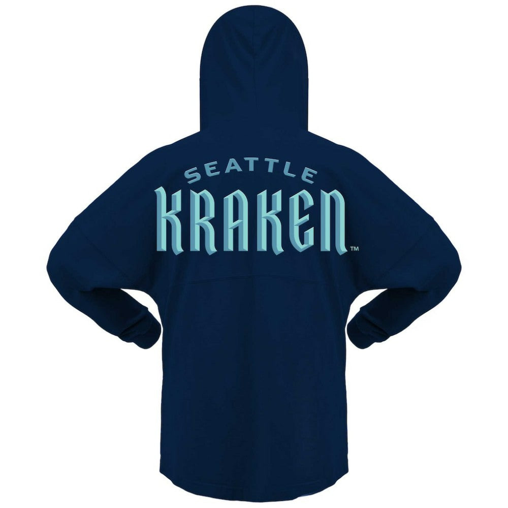 Seattle Kraken Fanatics Women's Jersey Lace-Up V-Neck Long Sleeve Hoodie T-Shirt Deep Sea Blue