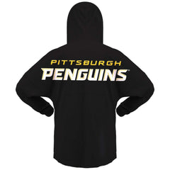 Pittsburgh Penguins Fanatics Women's Jersey Lace-Up V-Neck Long Sleeve Hoodie T-Shirt Black