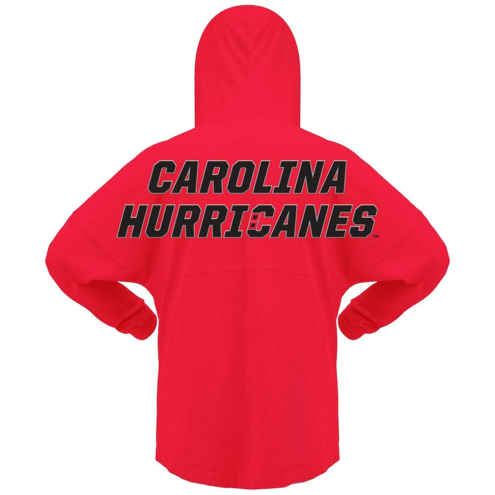 Carolina Hurricanes Fanatics Women's Jersey Lace-Up V-Neck Long Sleeve Hoodie T-Shirt Red