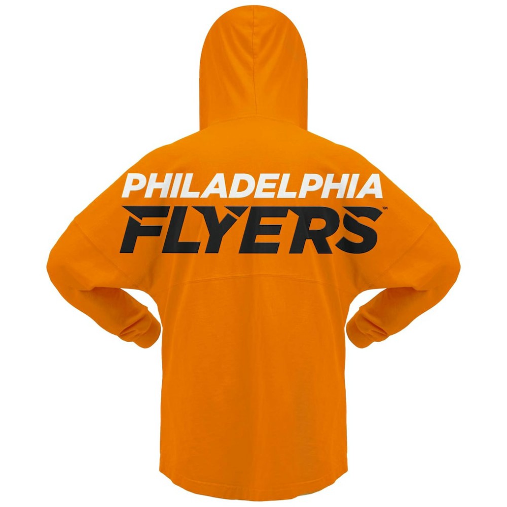 Philadelphia Flyers Fanatics Women's Jersey Lace-Up V-Neck Long Sleeve Hoodie T-Shirt Orange