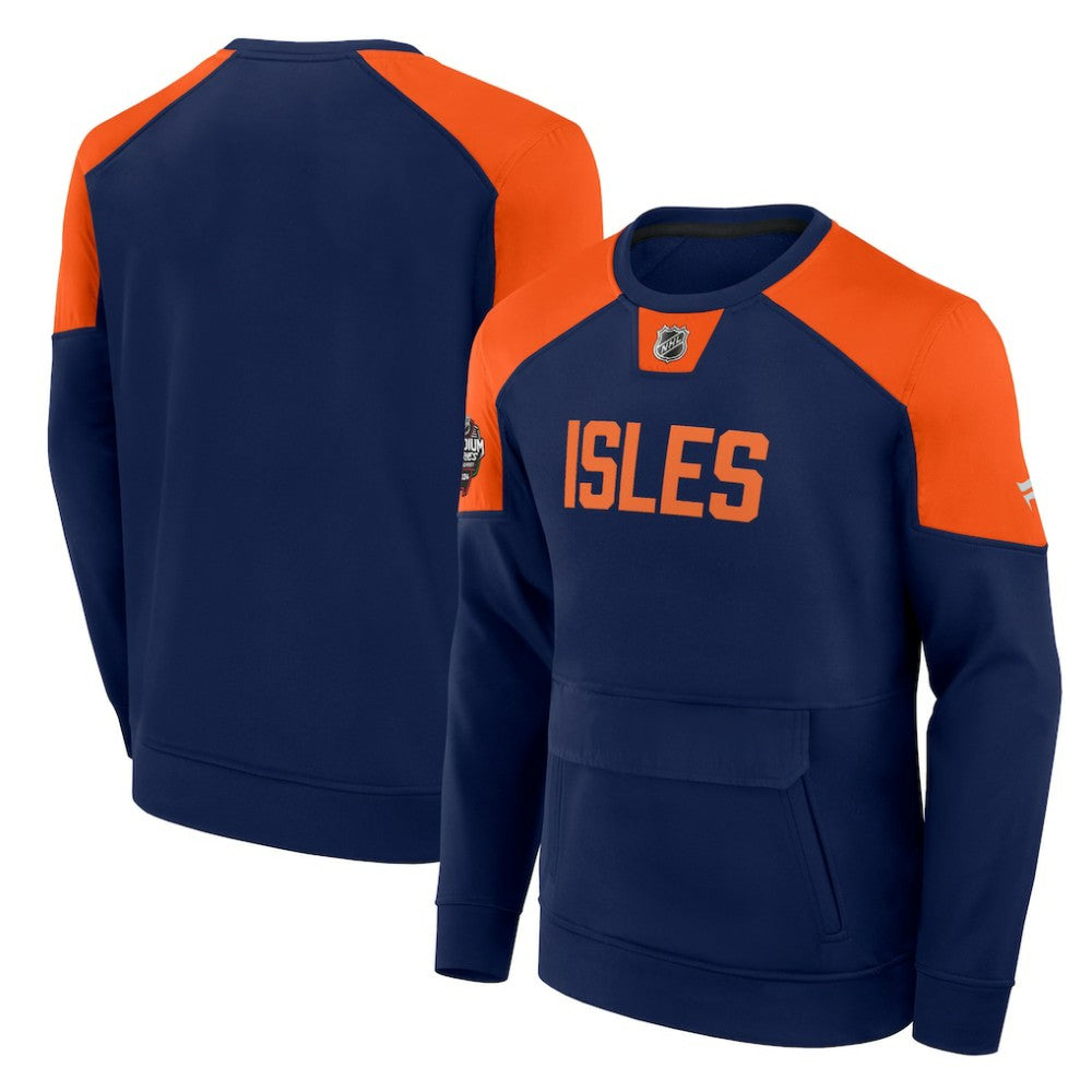 New York Islanders Fanatics 2024 NHL Stadium Series Authentic Pro Fleece Logo Pullover Sweatshirt Navy