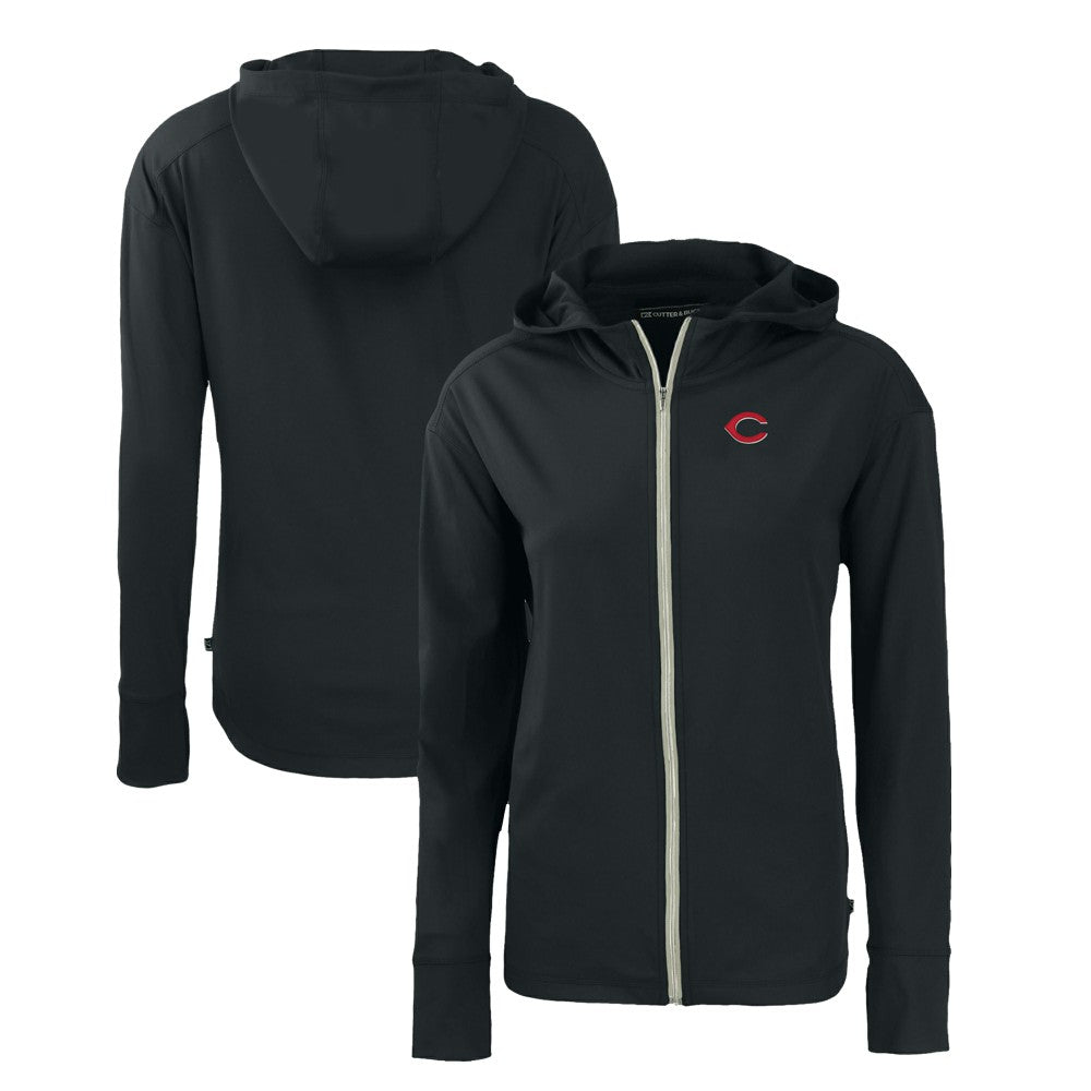 Cincinnati Reds Cutter & Buck Women's Daybreak Eco Recycled Full-Zip Hoodie - Black
