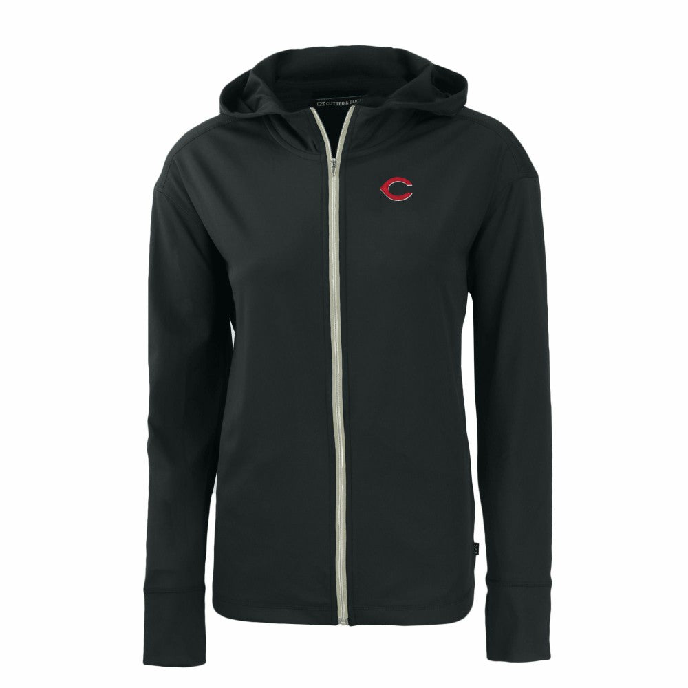 Cincinnati Reds Cutter & Buck Women's Daybreak Eco Recycled Full-Zip Hoodie - Black