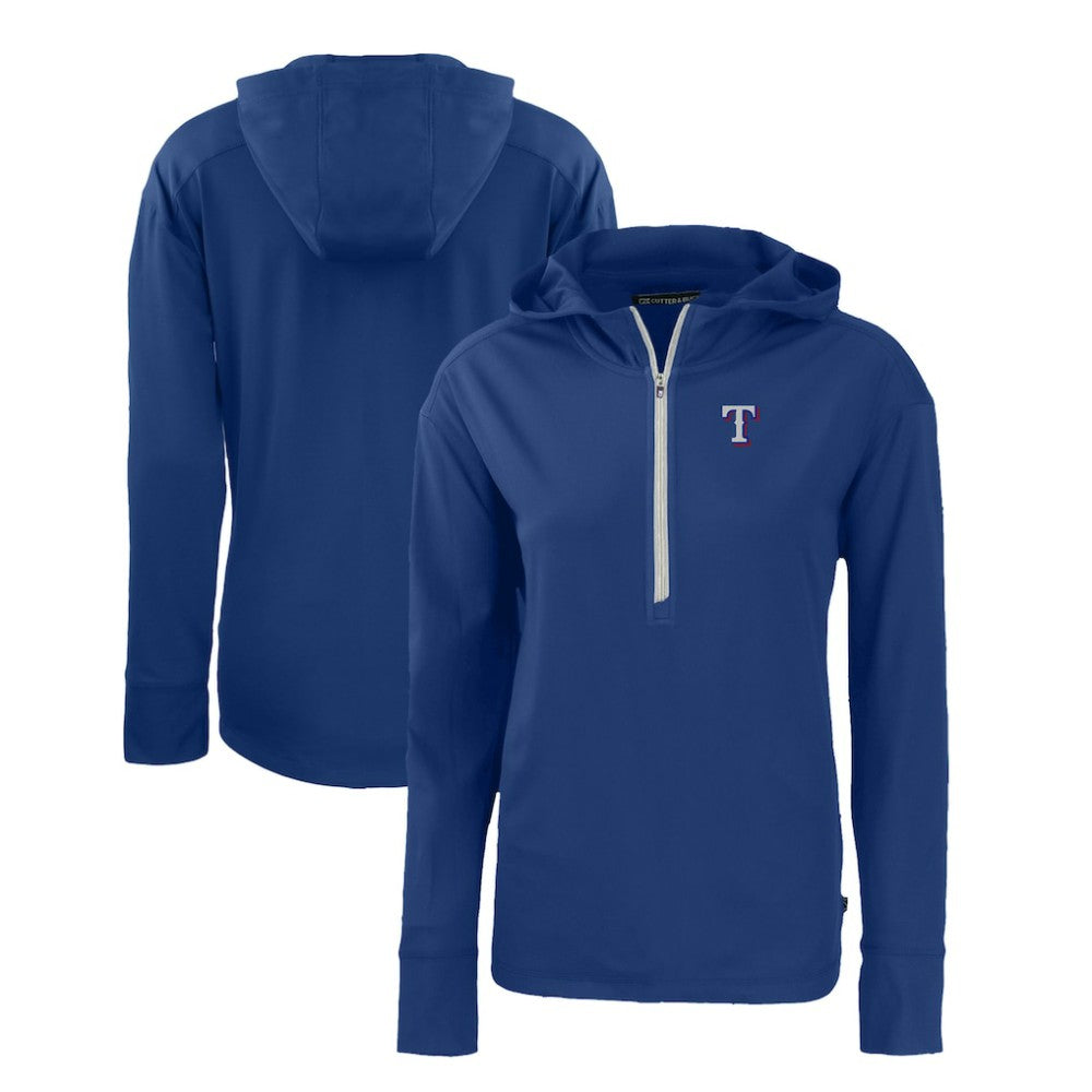 Texas Rangers Cutter & Buck Women's Daybreak Eco Recycled Half-Zip Hoodie - Royal