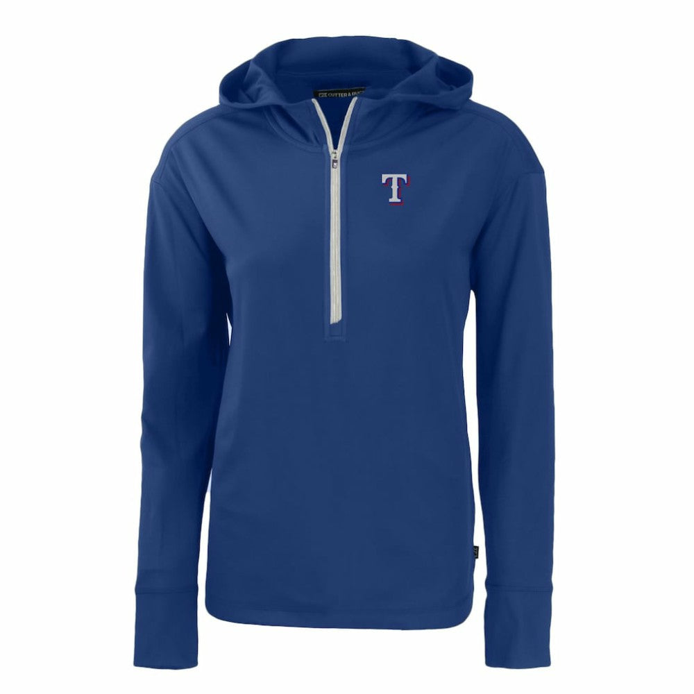 Texas Rangers Cutter & Buck Women's Daybreak Eco Recycled Half-Zip Hoodie - Royal