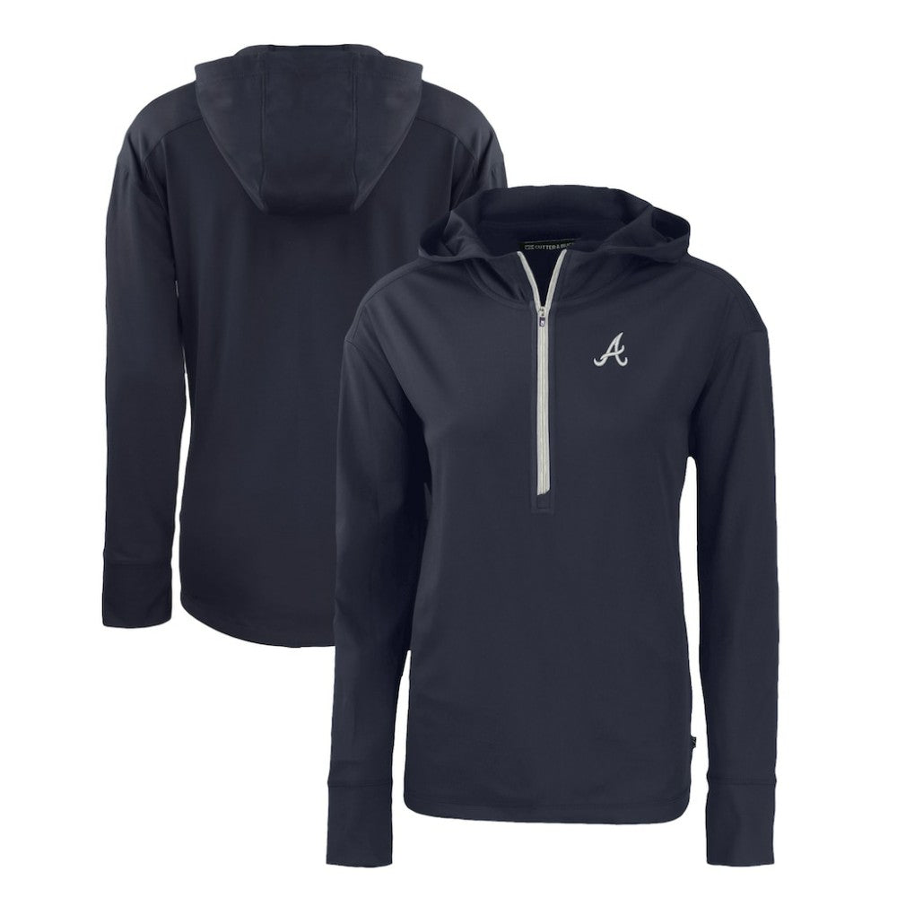 Atlanta Braves Cutter & Buck Women's Daybreak Eco Recycled Half-Zip Hoodie - Navy
