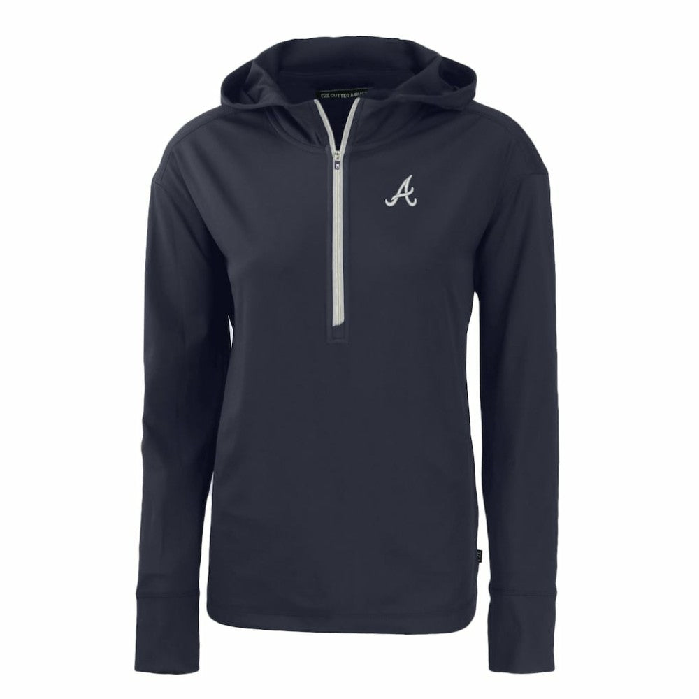 Atlanta Braves Cutter & Buck Women's Daybreak Eco Recycled Half-Zip Hoodie - Navy