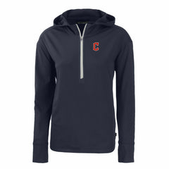Cleveland Guardians Cutter & Buck Women's Daybreak Eco Recycled Half-Zip Hoodie - Navy