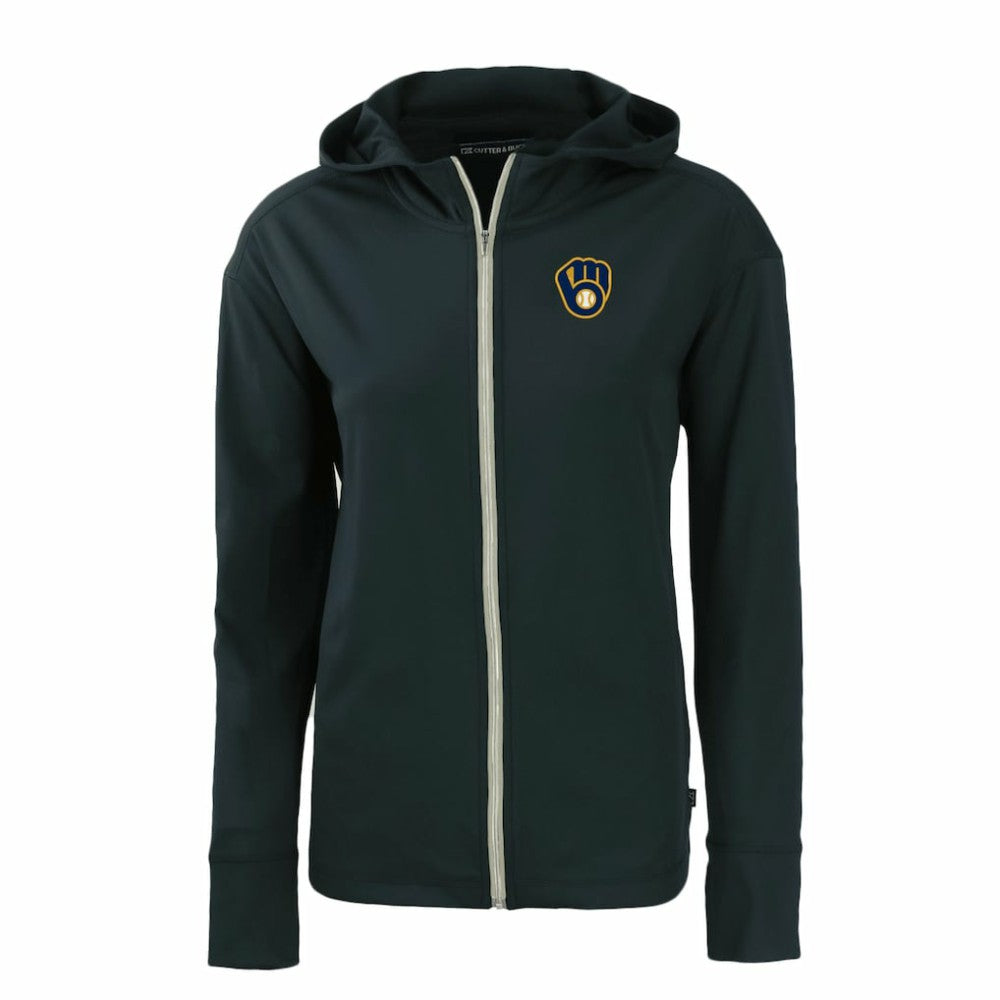 Milwaukee Brewers Cutter & Buck Women's Daybreak Eco Recycled Full-Zip Hoodie - Navy