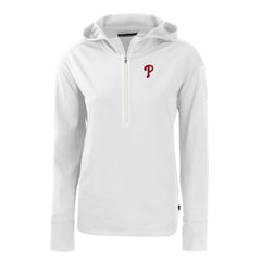 Philadelphia Phillies Cutter & Buck Women's Daybreak Eco Recycled Half-Zip Hoodie - White