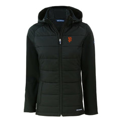 San Francisco Giants Cutter & Buck Women's Evoke Hybrid Eco Softshell Recycled Full-Zip Hoodie Jacket - Black