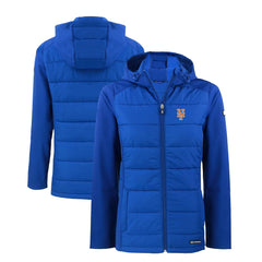 New York Mets Cutter & Buck Women's Evoke Hybrid Eco Softshell Recycled Full-Zip Hoodie Jacket - Royal