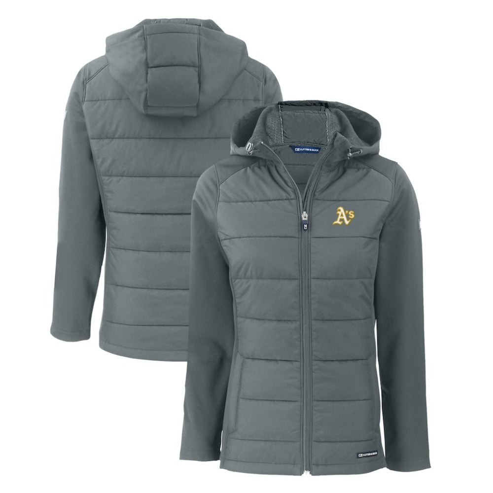 Athletics Cutter & Buck Women's Evoke Hybrid Eco Softshell Recycled Full-Zip Hoodie Jacket - Steel