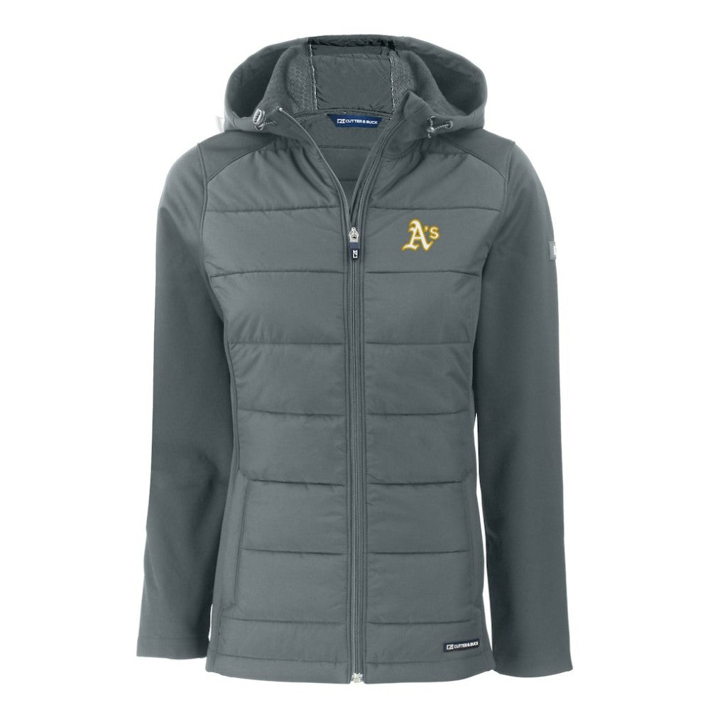 Athletics Cutter & Buck Women's Evoke Hybrid Eco Softshell Recycled Full-Zip Hoodie Jacket - Steel