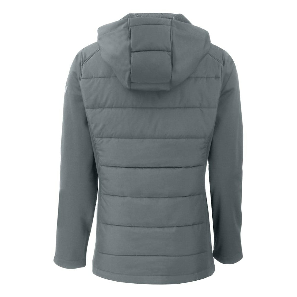 Athletics Cutter & Buck Women's Evoke Hybrid Eco Softshell Recycled Full-Zip Hoodie Jacket - Steel