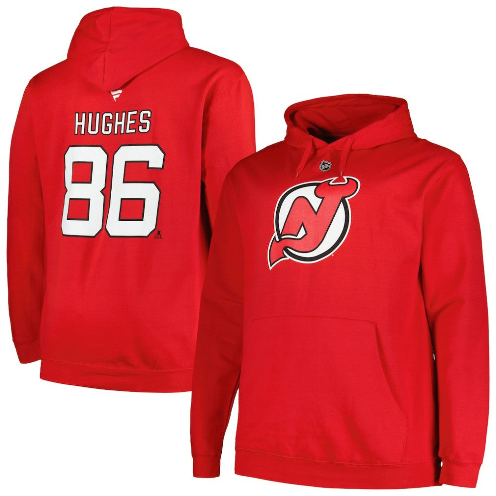 Jack Hughes New Jersey Devils Profile Big & Tall Name & Number Pullover Hoodie Red